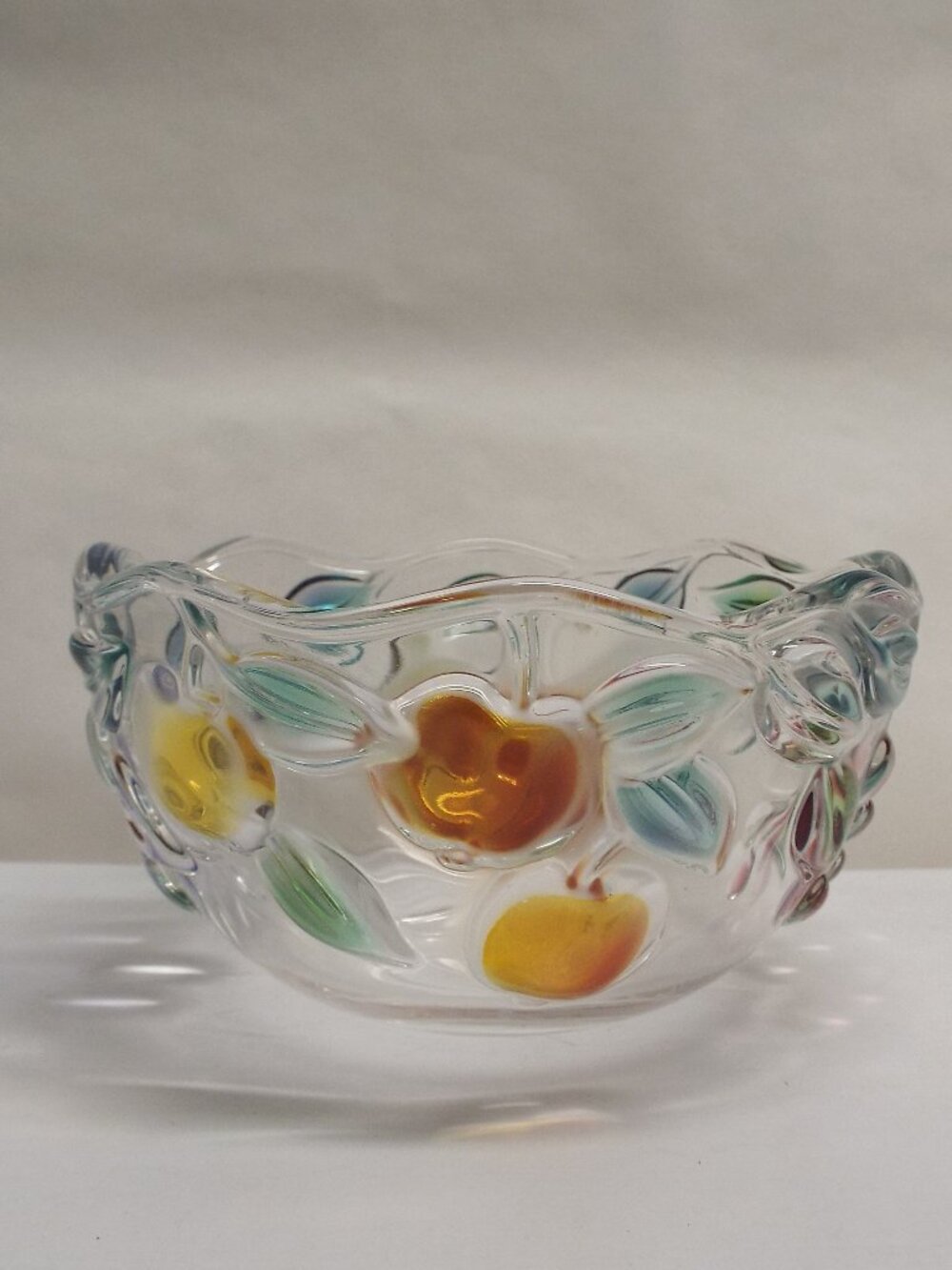 VINTAGE Mikasa Garden Harvest Clear Glass with Colored Fruit Bowl - NO Blemishes
